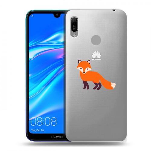 Полупрозрачный дизайнерский пластиковый чехол для Huawei Y6 (2019) Прозрачные лисы