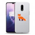 Полупрозрачный дизайнерский пластиковый чехол для OnePlus 7 Прозрачные лисы