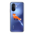 Полупрозрачный дизайнерский пластиковый чехол для Huawei Nova Y70 Прозрачные лисы