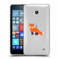 Полупрозрачный дизайнерский пластиковый чехол для Microsoft Lumia 640 Прозрачные лисы