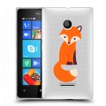 Полупрозрачный дизайнерский пластиковый чехол для Microsoft Lumia 435 Прозрачные лисы