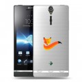 Полупрозрачный дизайнерский пластиковый чехол для Sony Xperia S Прозрачные лисы