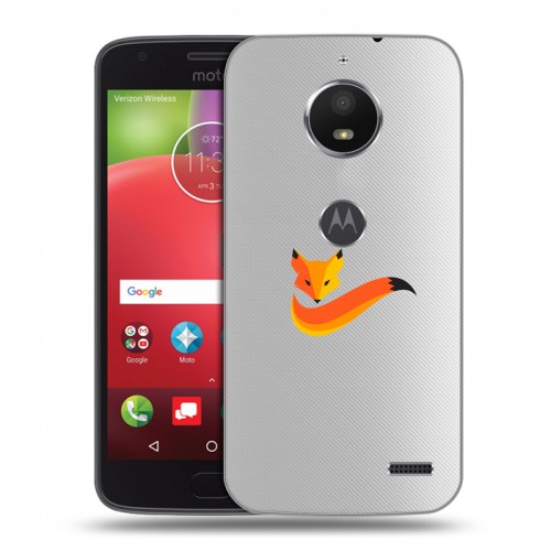 Полупрозрачный дизайнерский пластиковый чехол для Motorola Moto E4 Прозрачные лисы