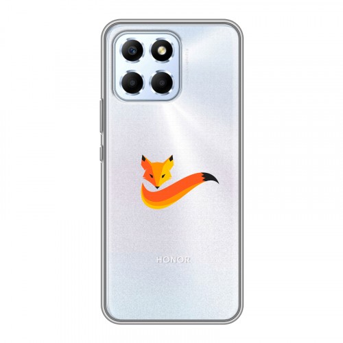 Полупрозрачный дизайнерский силиконовый с усиленными углами чехол для Huawei Honor X6 Прозрачные лисы