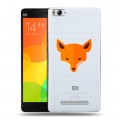 Полупрозрачный дизайнерский пластиковый чехол для Xiaomi Mi4i Прозрачные лисы