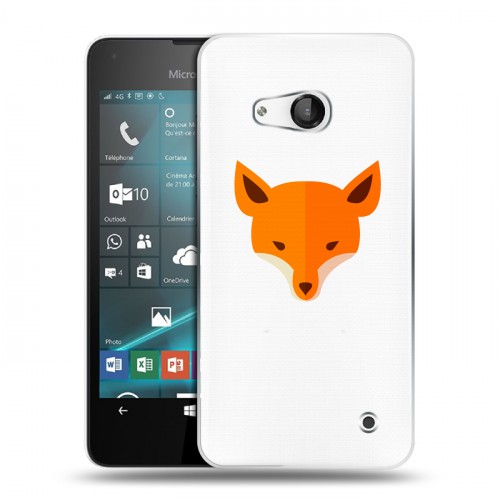 Полупрозрачный дизайнерский пластиковый чехол для Microsoft Lumia 550 Прозрачные лисы
