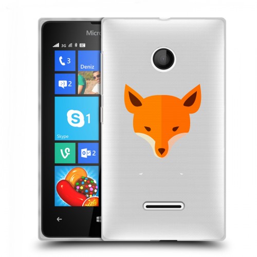 Полупрозрачный дизайнерский пластиковый чехол для Microsoft Lumia 435 Прозрачные лисы