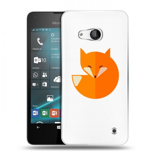 Полупрозрачный дизайнерский пластиковый чехол для Microsoft Lumia 550 Прозрачные лисы
