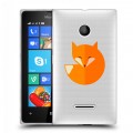 Полупрозрачный дизайнерский пластиковый чехол для Microsoft Lumia 435 Прозрачные лисы