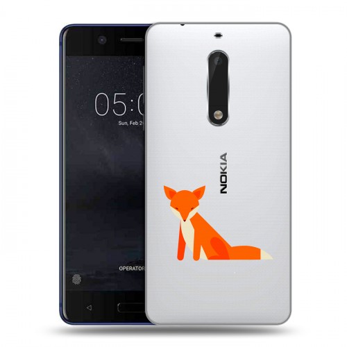 Полупрозрачный дизайнерский пластиковый чехол для Nokia 5 Прозрачные лисы