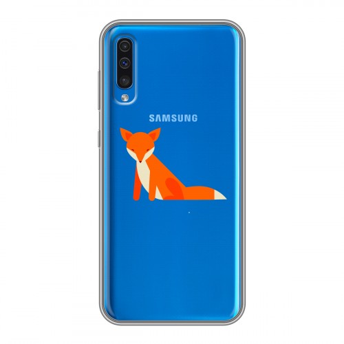 Полупрозрачный дизайнерский силиконовый чехол для Samsung Galaxy A50 Прозрачные лисы