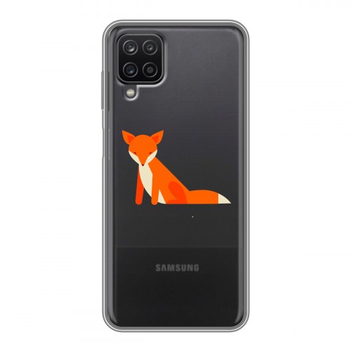 Полупрозрачный дизайнерский силиконовый с усиленными углами чехол для Samsung Galaxy A12 Прозрачные лисы
