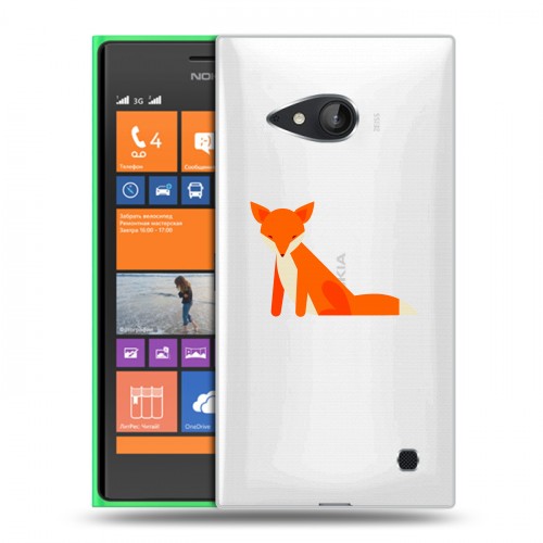 Полупрозрачный дизайнерский пластиковый чехол для Nokia Lumia 730/735 Прозрачные лисы