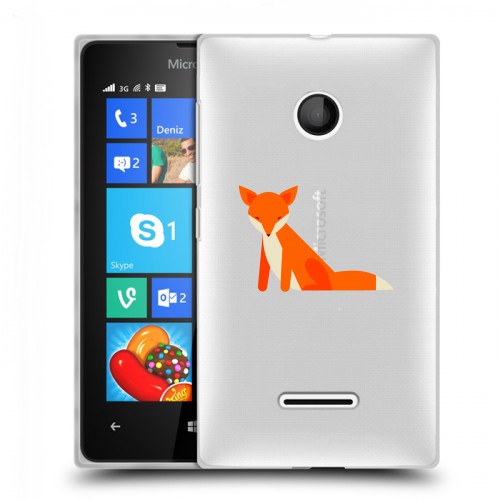 Полупрозрачный дизайнерский пластиковый чехол для Microsoft Lumia 435 Прозрачные лисы