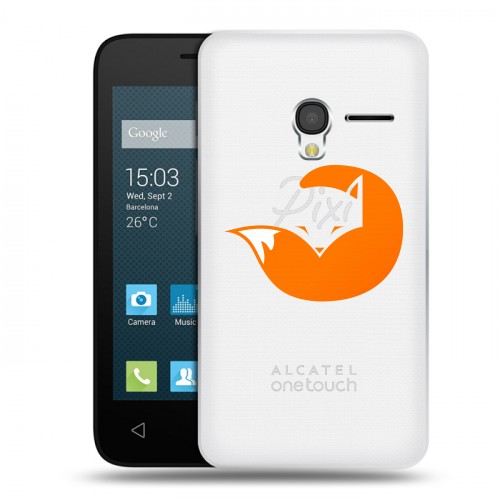 Полупрозрачный дизайнерский пластиковый чехол для Alcatel One Touch Pixi 3 (4.0) Прозрачные лисы