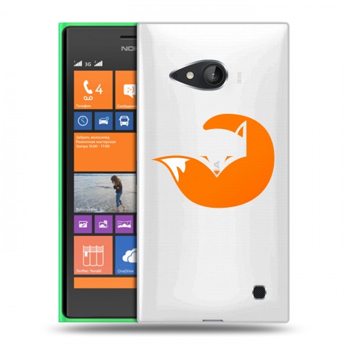 Полупрозрачный дизайнерский пластиковый чехол для Nokia Lumia 730/735 Прозрачные лисы
