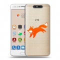 Полупрозрачный дизайнерский пластиковый чехол для ZTE Blade V8 Прозрачные лисы