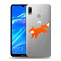 Полупрозрачный дизайнерский пластиковый чехол для Huawei Y6 (2019) Прозрачные лисы