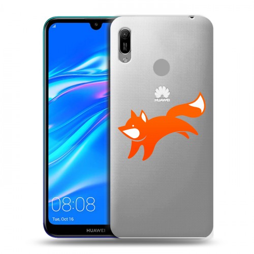 Полупрозрачный дизайнерский пластиковый чехол для Huawei Y6 (2019) Прозрачные лисы