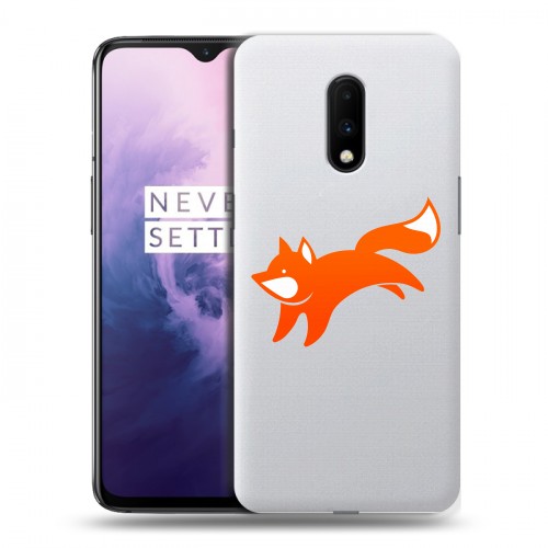 Полупрозрачный дизайнерский пластиковый чехол для OnePlus 7 Прозрачные лисы