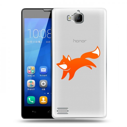 Полупрозрачный дизайнерский пластиковый чехол для Huawei Honor 3c Прозрачные лисы