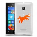 Полупрозрачный дизайнерский пластиковый чехол для Microsoft Lumia 435 Прозрачные лисы