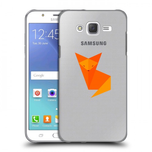 Полупрозрачный дизайнерский пластиковый чехол для Samsung Galaxy J5 Прозрачные лисы