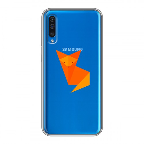 Полупрозрачный дизайнерский пластиковый чехол для Samsung Galaxy A50 Прозрачные лисы