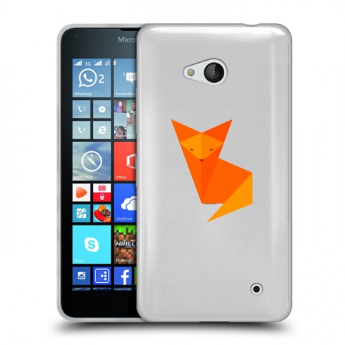 Полупрозрачный дизайнерский пластиковый чехол для Microsoft Lumia 640 Прозрачные лисы