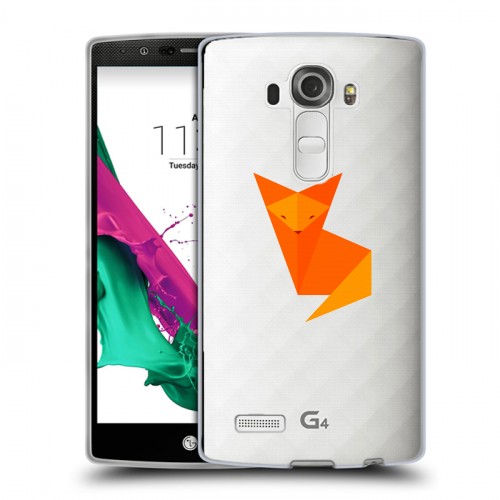 Полупрозрачный дизайнерский силиконовый чехол для LG G4 Прозрачные лисы