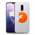 Полупрозрачный дизайнерский пластиковый чехол для OnePlus 7 Прозрачные лисы