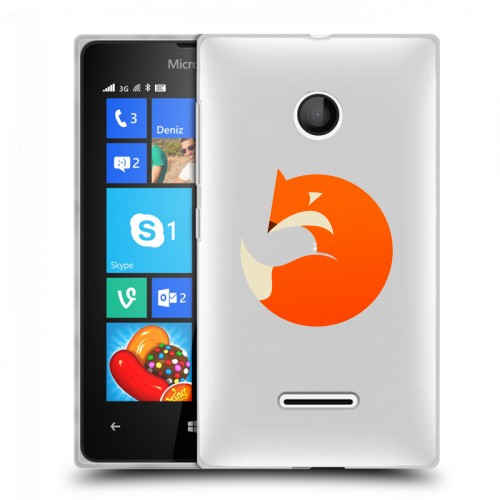 Полупрозрачный дизайнерский пластиковый чехол для Microsoft Lumia 435 Прозрачные лисы