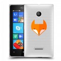 Полупрозрачный дизайнерский пластиковый чехол для Microsoft Lumia 435 Прозрачные лисы