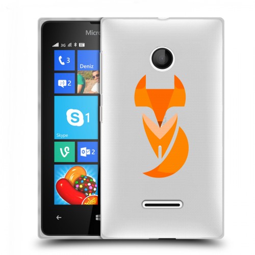 Полупрозрачный дизайнерский пластиковый чехол для Microsoft Lumia 435 Прозрачные лисы