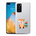 Полупрозрачный дизайнерский пластиковый чехол для Huawei P40 Лиса - шаман