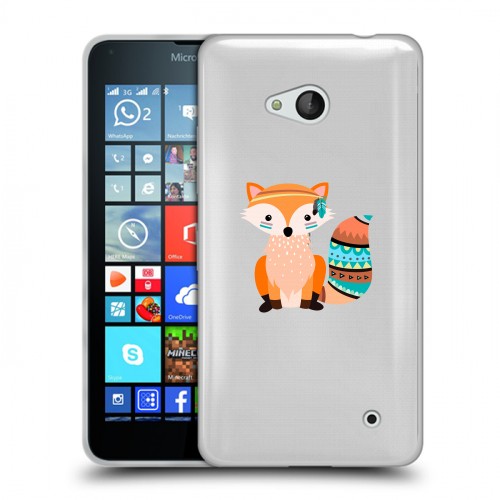 Полупрозрачный дизайнерский силиконовый чехол для Microsoft Lumia 640 Лиса - шаман