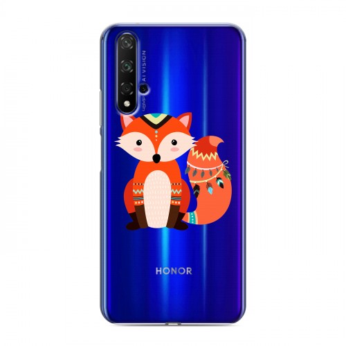 Полупрозрачный дизайнерский пластиковый чехол для Huawei Honor 20 Лиса - шаман