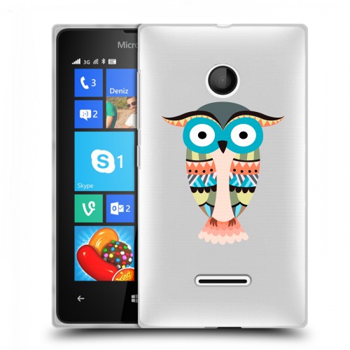 Полупрозрачный дизайнерский пластиковый чехол для Microsoft Lumia 435 Совы 