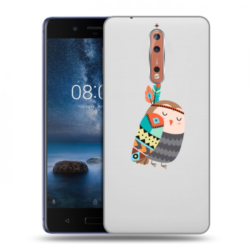 Полупрозрачный дизайнерский пластиковый чехол для Nokia 8 Совы 