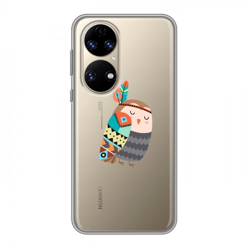 Полупрозрачный дизайнерский силиконовый чехол для Huawei P50 Pro Совы 