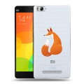 Полупрозрачный дизайнерский пластиковый чехол для Xiaomi Mi4i Прозрачные лисы