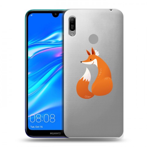 Полупрозрачный дизайнерский пластиковый чехол для Huawei Y6 (2019) Прозрачные лисы