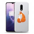 Полупрозрачный дизайнерский пластиковый чехол для OnePlus 7 Прозрачные лисы