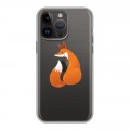 Полупрозрачный дизайнерский силиконовый с усиленными углами чехол для Iphone 14 Pro Max Прозрачные лисы