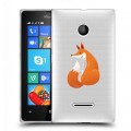 Полупрозрачный дизайнерский пластиковый чехол для Microsoft Lumia 435 Прозрачные лисы