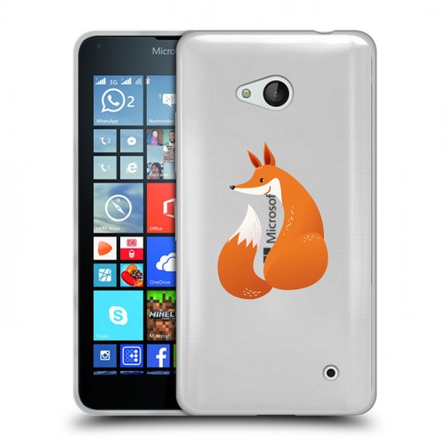 Полупрозрачный дизайнерский пластиковый чехол для Microsoft Lumia 640 Прозрачные лисы