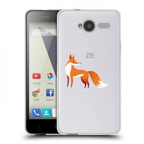 Полупрозрачный дизайнерский пластиковый чехол для ZTE Blade L3 Прозрачные лисы