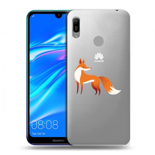 Полупрозрачный дизайнерский пластиковый чехол для Huawei Y6 (2019) Прозрачные лисы