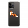Полупрозрачный дизайнерский силиконовый с усиленными углами чехол для Iphone 14 Pro Max Прозрачные лисы