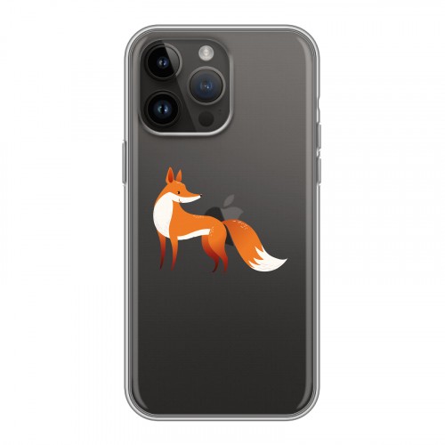 Полупрозрачный дизайнерский силиконовый чехол для Iphone 14 Pro Max Прозрачные лисы